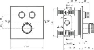 Dalis dekoratyvinė vonios/dušo Ideal Standard Navigo, termostatinė, spalva -chromas, kvadratinė                                                          