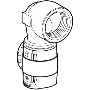 Alkūnė 90° vidinis sriegis bronza d20mm, R3/4, Geberit Flowfit