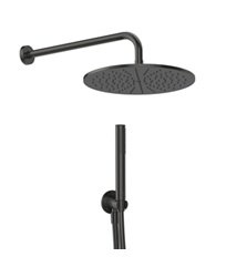 Ideal Standard potinkinis dušo komplektas: apvali dušo galva 300mm, 400mm alkūnė, rankinis dušelis, pajungimas su laikikliu, spalva  - šlifuotas magentas (magnetic grey)