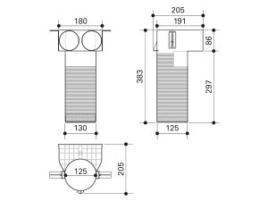 Dėžutė difuzoriaus profi-air 2x75 Dn125 classic  ( Nuimamos aklės )
