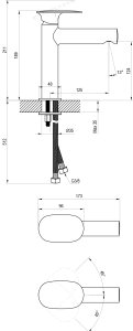 Praustuvo maišytuvas Ravak Spring SG 012.00, 190 mm, juodos matinės spalvos