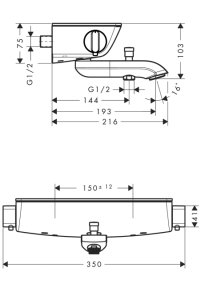 Termostatinis vonios/dušo maišytuvas HANSGROHE Ecostat Select, spalva - chromo