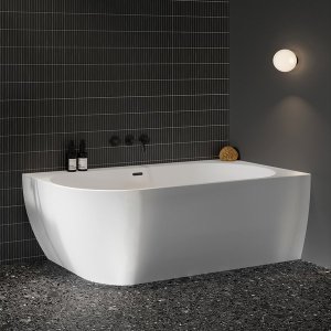 Vonia Freedom Corner 170x80 cm, R, su juodu sifono ir perpylimo dangteliu