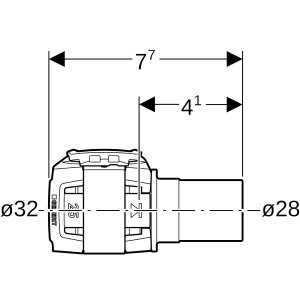 Sujungimas FlowFit presuojamas plienas, su lygiu galu bronza d=32mm, d1=28mm, Geberit Flowfit