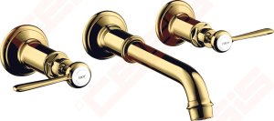 Praustuvo maišytuvas AXOR Montreux 165-225 mm, 3 dalių, iš sienos, poliruoto aukso spalvos (Polished Gold Optic) 