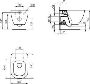 Pakabinamas unitazas  Ideal Standard Tesi AquaBlade