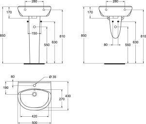  Praustuvas Ideal Standard Style 500x430mm