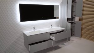 Spintelė praustuvo Alto 160 2x80cm spintelės pusiau matinė balta/pilka