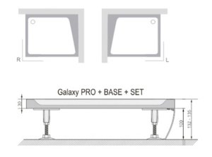 Dušo padėklo panelė Ravak Galaxy Gigant Pro 120x80 (D), baltos spalvos