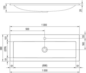 Baldinis praustuvas Ravak Clear 1000x380 mm