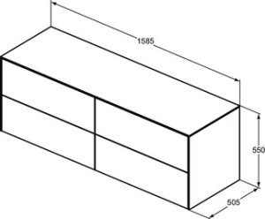 Spintelė Ideal Standard Conca, matmenys: 1600x505x550, spalva - šviesus ąžuolas (tikros medienos lukštas), 4 stalčiai