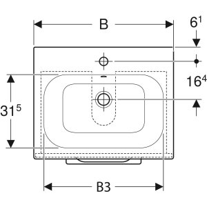 Spintelė Geberit Selnova Square su praustuvu 60 cm,  lava