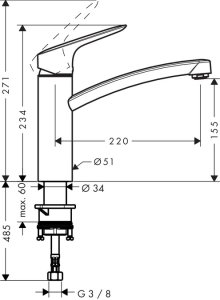 Maišytuvas plautuvei HANSGROHE Logis 160