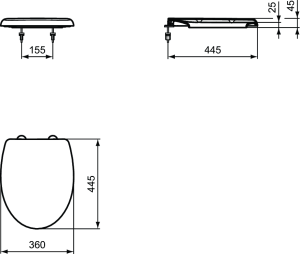 Unitazo dangtis Ideal Standard Eurovit/SevaDuo, metalinėmis sąvaromis