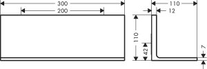 Lentyna AXOR Universal Rectangular, chromo spalvos