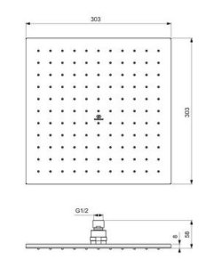 Dušo galva Ideal Standard Ideal Rain Square, 300x300mm, spalva -Magnetic Grey