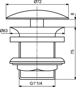 Ideal standard dugno vožtuvas, G1 1/4, juodas matinis