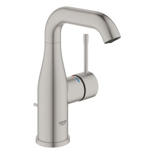 Praustuvo maišytuvas GROHE Essence New M dydis, su dugno vožtuvu, nerūdijančio plieno spalva