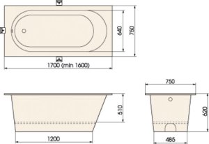 Vonia PAA VARIO LONG 1700x750, 220 l 