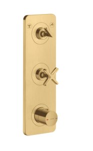 Dekoratyvinė dalis 380/120 AXOR Citterio E potinkiniam termostatiniam vionios/dušo maišytuvui, 2 funkcijos, šlifuoto aukso spalvos (Brushed Gold Optic)