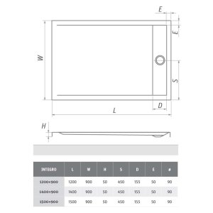 Dušo padėklas Integro140x90 su sifonu komplekte