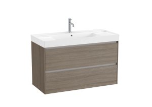 Spintelė su praustuvu Roca UNIK ONA 1000x460x645 mm, 2 stalčiai, spintelės spalva - tamsi guoba