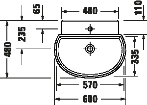 Praustuvas BALCOON 600x480, baltas blizgus 