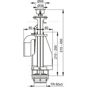 Vandens nuleidimo mechanizmas Alcadrain A08, su dvigubu mygtuku
