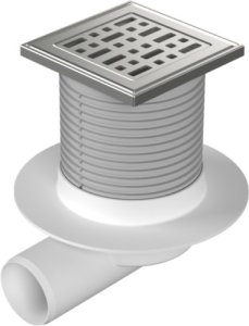 Trapas d50 Hydro nerūdijančio plieno rėmelis, SUN grotelės, horizontalus 10x10cm