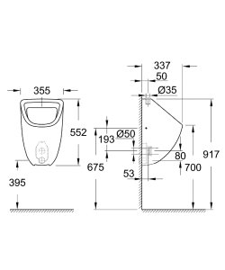 Pisuaras GROHE Bau Ceramic su išoriniu vandens įvadu