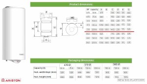 Šildytuvas vandens Ariston INITIO XP 200, 2,2kw
