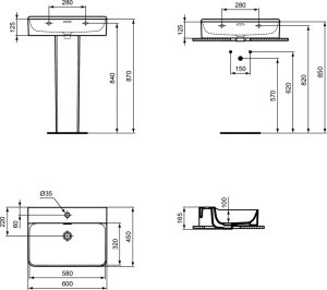 Praustuvas Ideal Standard Conca 60x45