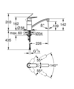 Plautuvės maišytuvas GROHE Eurosmart Cosmopolitan, chromo spalvos 