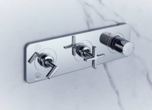 Dekoratyvinė dalis 380/120 AXOR Citterio E potinkiniam termostatiniam vonios/dušo maišytuvui, 2 funkcijos, chromo spalvos 