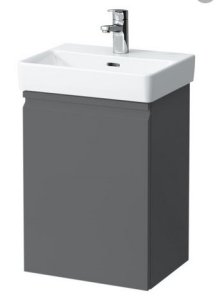 Spintelė praustuvui Laufen PRO S 415x320x580 mm, 1 durelės, lankstai dešinėje, 1 stiklinė lentynėlė, tinka praustuvui 815961, spalva - grafito