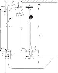 Termostatinė vonios/dušo sistema HANSGROHE Raindance S 240, 1 srovės, spalva - chromo (chrome)