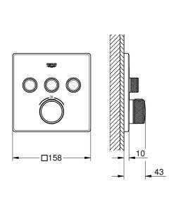 Dekoratyvinė dalis potinkinio dušo/vonios termostatinio maišytuvo Grohe GRT SmartControl 3 funkcijų aukso spalva (Cool sunrise)