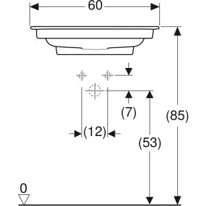 Baldinis praustuvas Geberit One 60X48 cm, be skylės maišytuvui. Sifonas komplekte