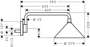 Dušo galva su laikikliu iš sienos AXOR Showers/Front, 240 2jet, chromo spalvos