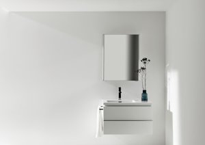 Veidrodinė spintelė Laufen FRAME 25, 450x150x750 mm, 2 LED šviestuvai, 2 el.lizdai, kairinės durelės, spalva - balta blizgi