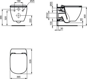 Unitazas Ideal Standard Tesi, Aquablade pakabinamas, spalva - juoda matinė