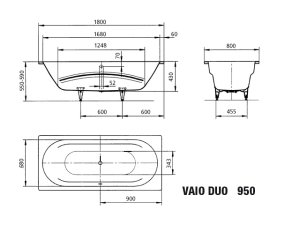 Vonia Vaio Duo 950 180x80, easy clean danga, full antislip damga