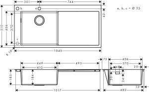 Nerūdijančio plieno plautuvė Hansgrohe S718-F450, montuojama ant stalviršio, 450 mm