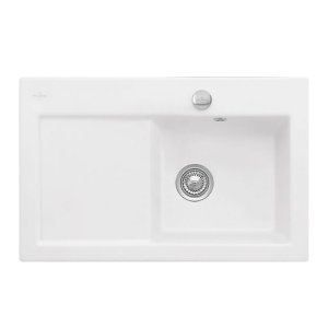Plautuvė VILLEROY&BOCH Subway 45 montuojama iš viršaus, 2 skylės maišytuvui, baltos matinės spalvos