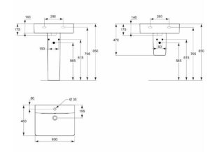  Praustuvas Ideal Standard Connect Cube, matmenys: 600x460x175mm, su padengimu