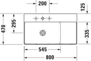 Praustuvas DuraSquare 800x470, dubuo kairėje