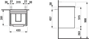 Spintelė praustuvui Laufen BASE 435x390x530 mm, su dviem stalčiais, praustuvui 815281, spalva- balta blizgi