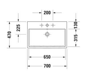 Praustuvas Duravit Vero Air 700x470 su skyle maišytuvui, baltas