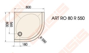 Dušo padėklas PAA ART 80x80 su panele ir kojelėmis, pilkas (radius 550)