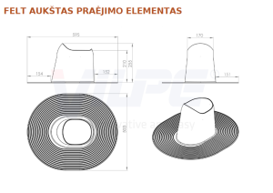 Praėjimo elementas FELT aukštas prilydomai dangai juodas
